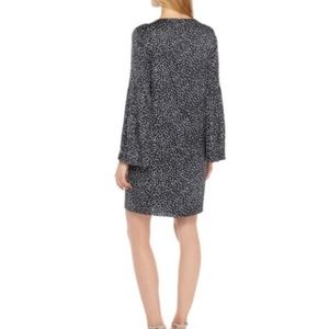 The Limited | Pleated Sleeve Dress Brush Dot Navy